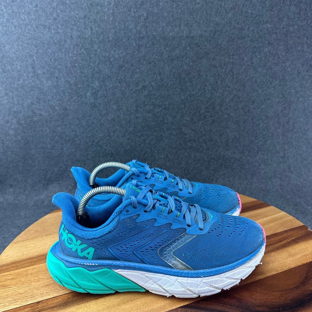 Hoka One One Arahi 5 Womens Blue Fog Green Running Shoes 1115012 Size 6.5B
